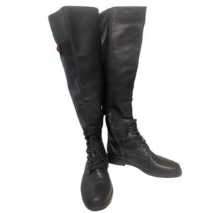 Womens Leather Black Lace Up Riding Knee High Cairo Boots, Like New size 7.5